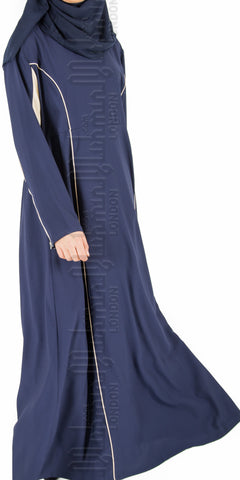 Amira Contrast Abaya (Blue) - Muhmin1