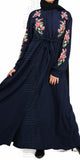 Yasmin Rose Embroidered Abaya/Kimono (Navy) - Muhmin1