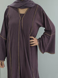 AYLA BELL SLEEVE EMBELLISHMENT 3 PIECE ABAYA SET MAUVE