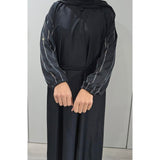 Embellished Sleeves Closed Abaya BLACK (with scarf and belt)