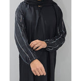 Embellished Sleeves Closed Abaya BLACK (with scarf and belt)