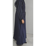 Embellished closed abaya BLUE (with scarf and belt)