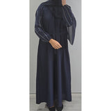 Embellished closed abaya BLUE (with scarf and belt)