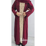 Dina Embellished Contrast Maroon (with scarf and belt)