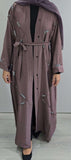 REEM HAND EMBELLISHED ABAYA PINK (with scarf and belt)