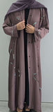 REEM HAND EMBELLISHED ABAYA PINK (with scarf and belt)