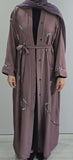 REEM HAND EMBELLISHED ABAYA PINK (with scarf and belt)