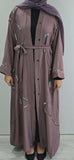 REEM HAND EMBELLISHED ABAYA PINK (with scarf and belt)