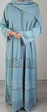 ZAHRA EMBELISHMENT 2 LAYER ABAYA BLUE (with hijab and belt)