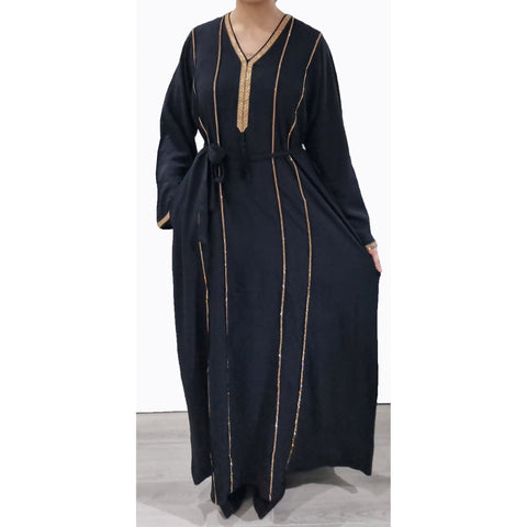 BASMA EMBELLISHED BLACK ABAYA