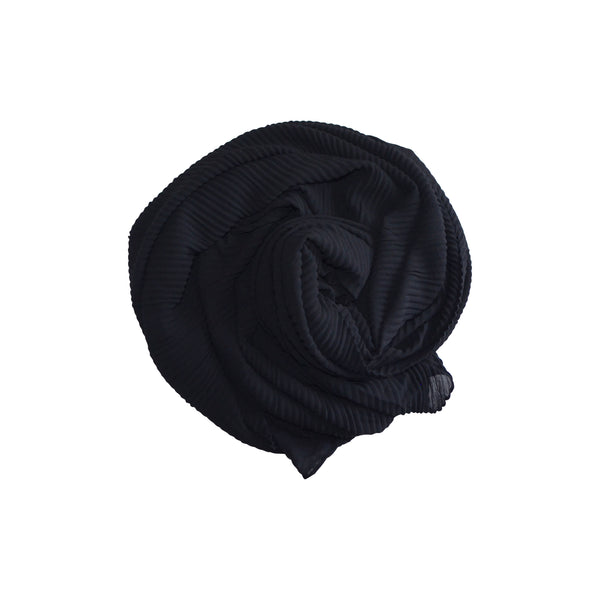 Pleated Hijab (Black) - Muhmin1