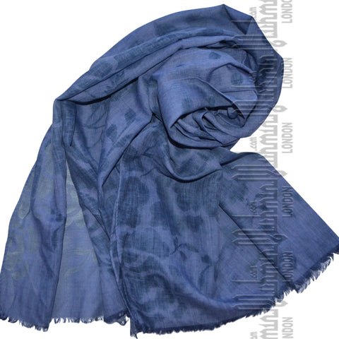 Premium Self Print Hijab (Cyanine Blue) - Muhmin1