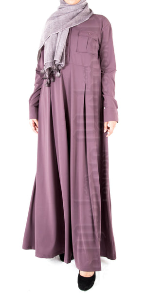Mahira Pleated Flare abaya (Mauve) - Muhmin1
