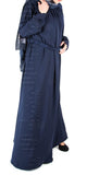 Isha pleat-neck belted abaya (Navy) - Muhmin1