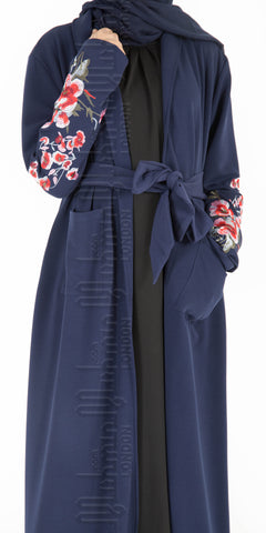 Aleena Embroidered Kimono (Navy) - Muhmin1