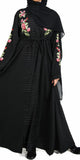 Yasmin Rose Embroidered Abaya/Kimono (Black) - Muhmin1